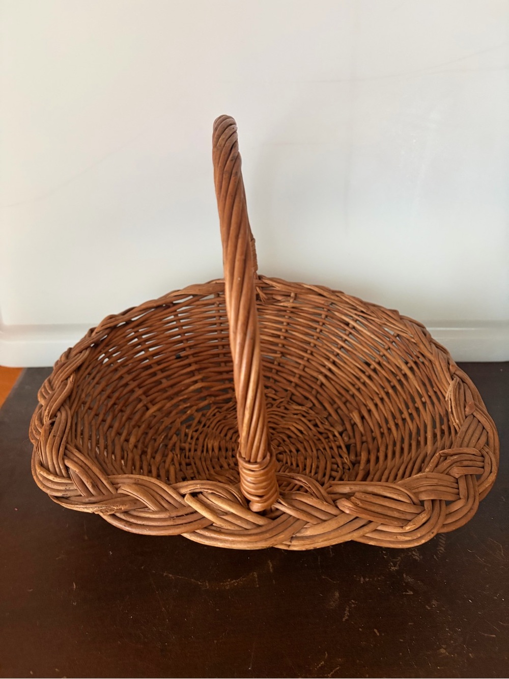 Handwoven Brown Wicker Basket with Handle - Classic Home Accents